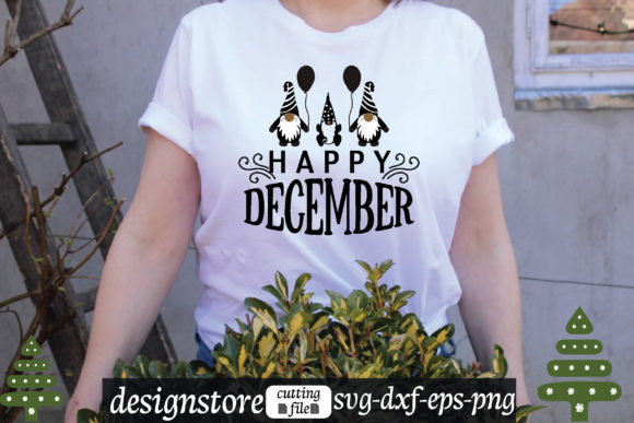 Happy December Svg Graphics for T-Shirt Designs