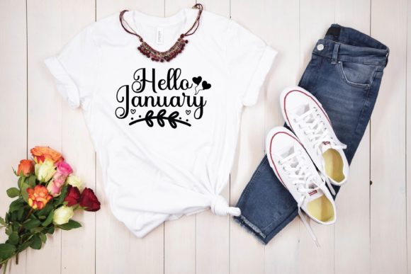 Hello January Svg Graphics for T-Shirt Designs