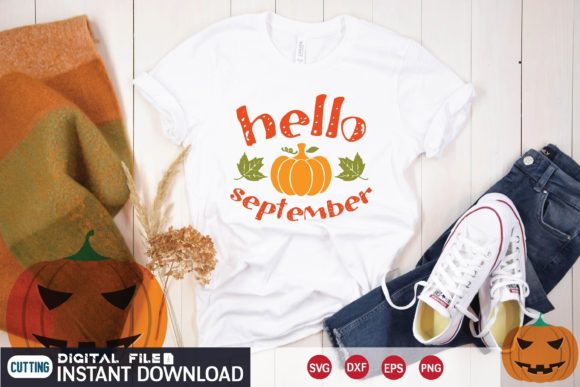 Hello September Svg Graphics for T-Shirt Designs