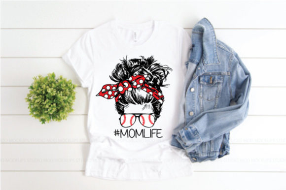 Messy Hair Bun Mom Life Baseball Mothers Graphics for Print Templates