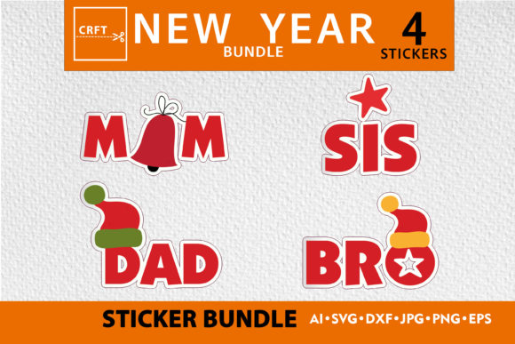 SVG Cut Files for New Years Family Graphics