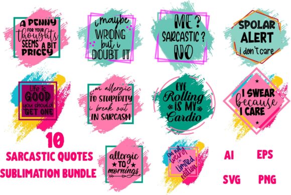 SVG Funny Quote Graphic Bundle for Print Templates and Graphics
